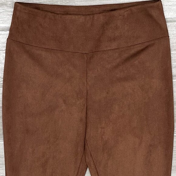 Soft Surroundings Faux Suede Pull-On Leggings in Saddle Tan Brown Women's Size M - Picture 4 of 16